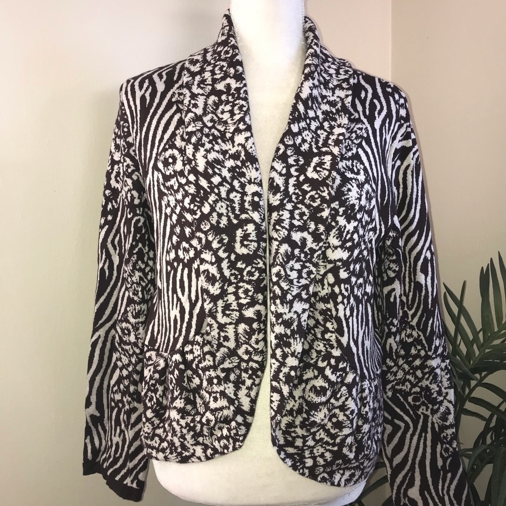 Style & Co Open Front Collared Cotton Cardigan M*